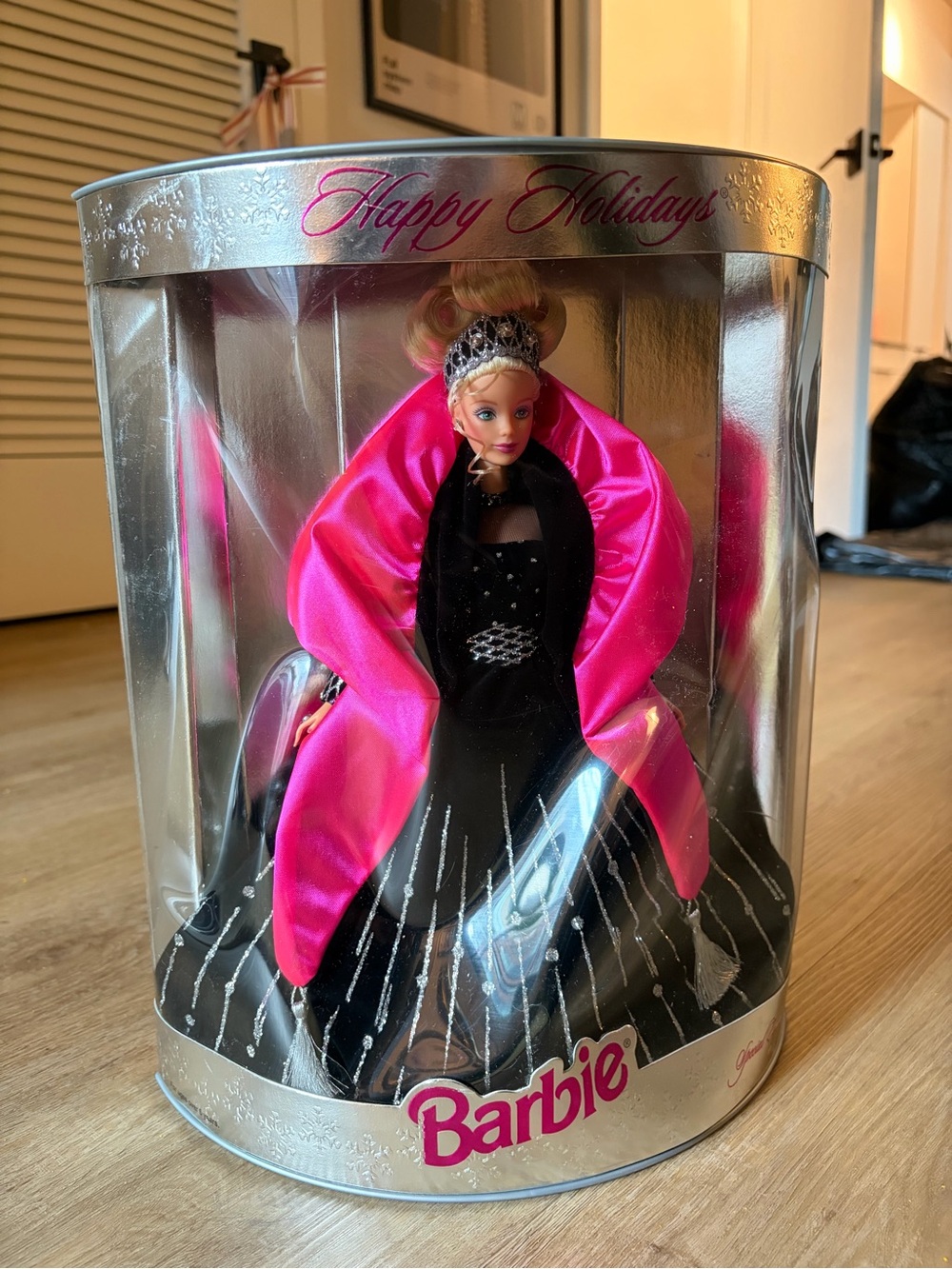 Barbie Black Gown with Bright Pink Satin Holiday Doll